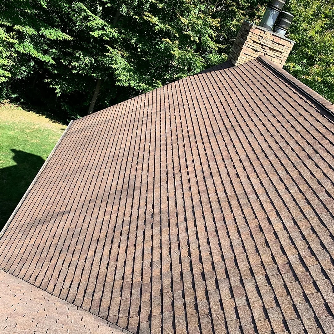 Before: roof soft wash power washing