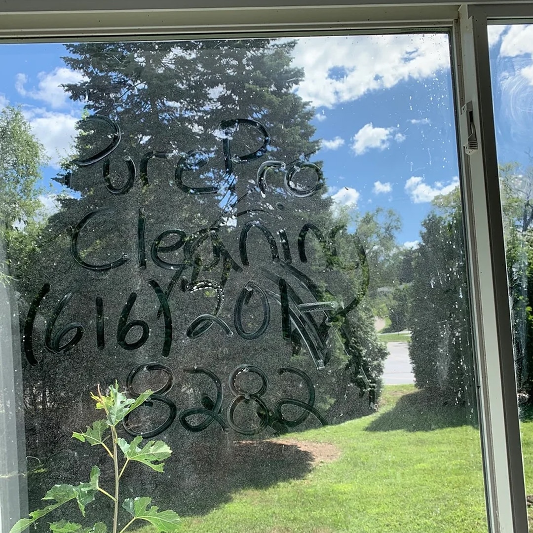Before: interior window cleaning before and after Allendale MI